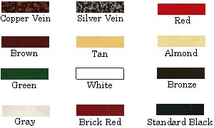 picture of the available powder coat colors